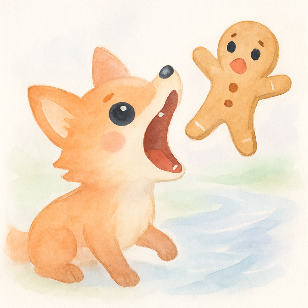 여우가 진저브레드 맨을 먹어버리는 장면