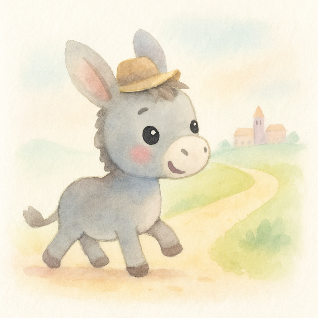 늙은 당나귀가 브레멘으로 가기로 결심하고 길을 떠나는 장면