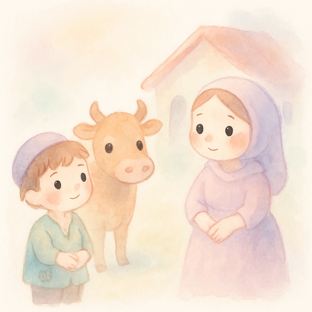 가난하지만 소를 가진 잭과 엄마의 모습