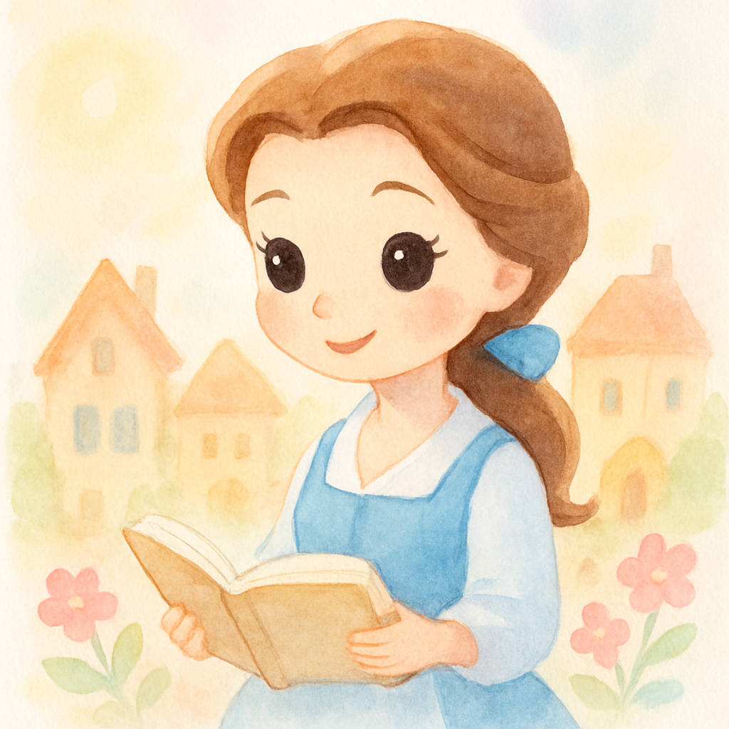벨이 마을에서 책을 읽고 있는 모습