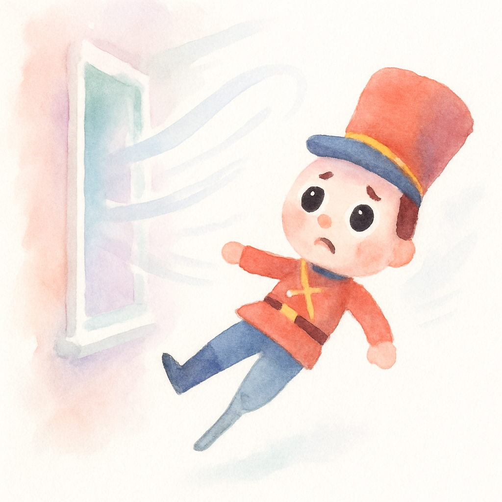 창문 밖으로 떨어지는 주석 병정