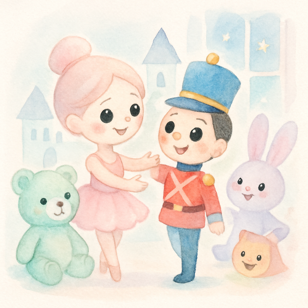 돌아온 병정과 발레리나가 함께 행복해하는 장면