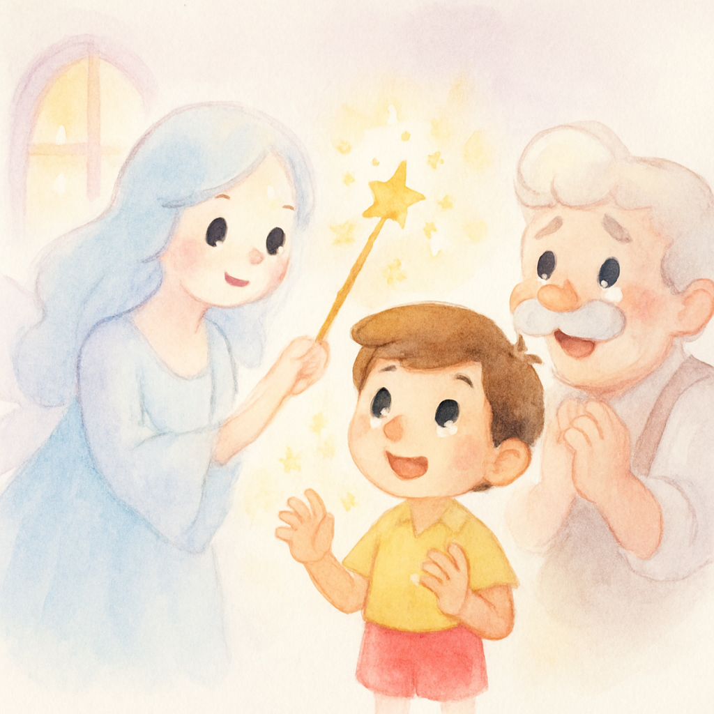 요정이 피노키오를 진짜 소년으로 만들어주는 마법의 순간