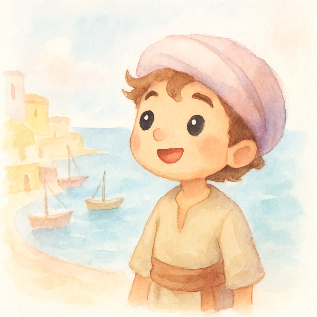 항구 마을에서 바다를 바라보며 꿈꾸는 신밧드