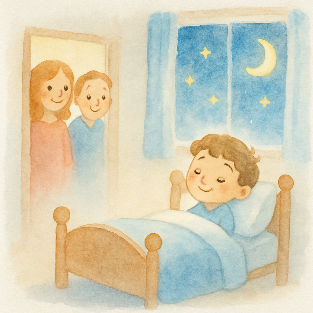 집으로 돌아와 부모님과 재회하고 침대에서 별을 바라보는 신밧드