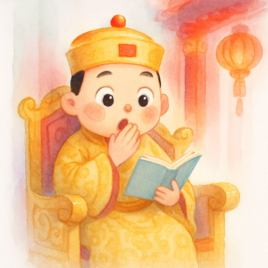 황제가 책을 읽고 놀라는 장면