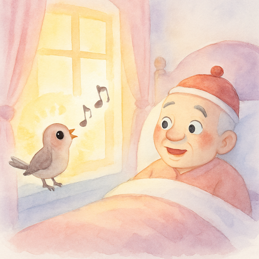 창가에서 나이팅게일이 노래하고 황제가 회복되는 장면