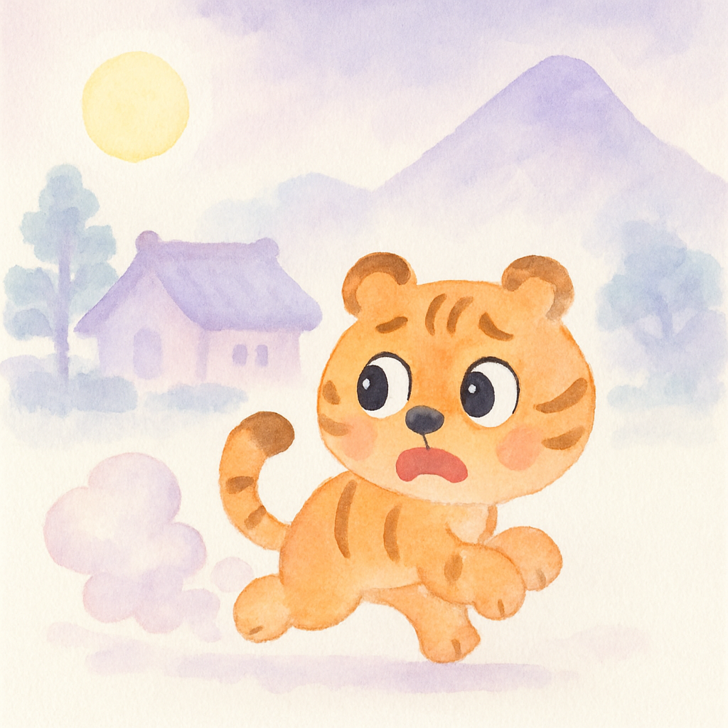 꼬리를 말고 산으로 도망치는 호랑이