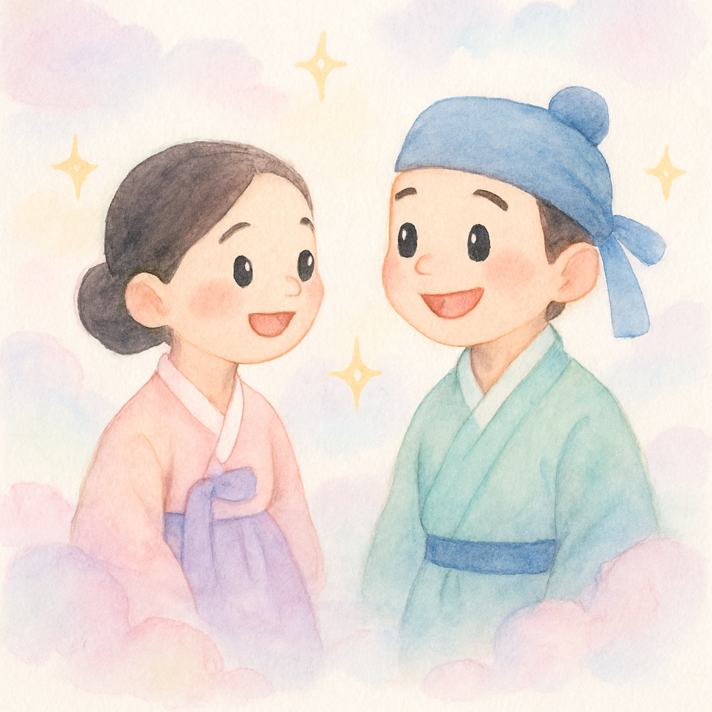 처음 만나 인사를 나누는 견우와 직녀