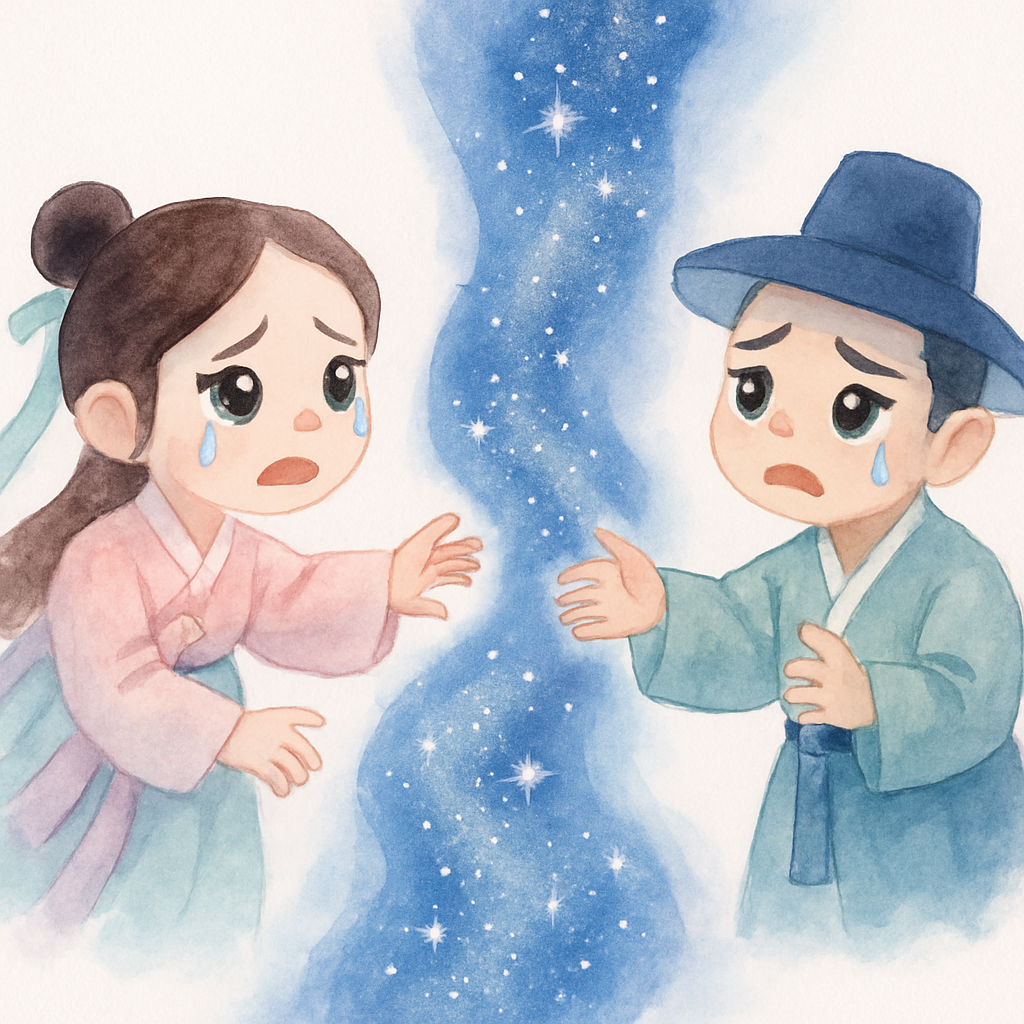 은하수를 사이에 두고 떨어진 견우와 직녀