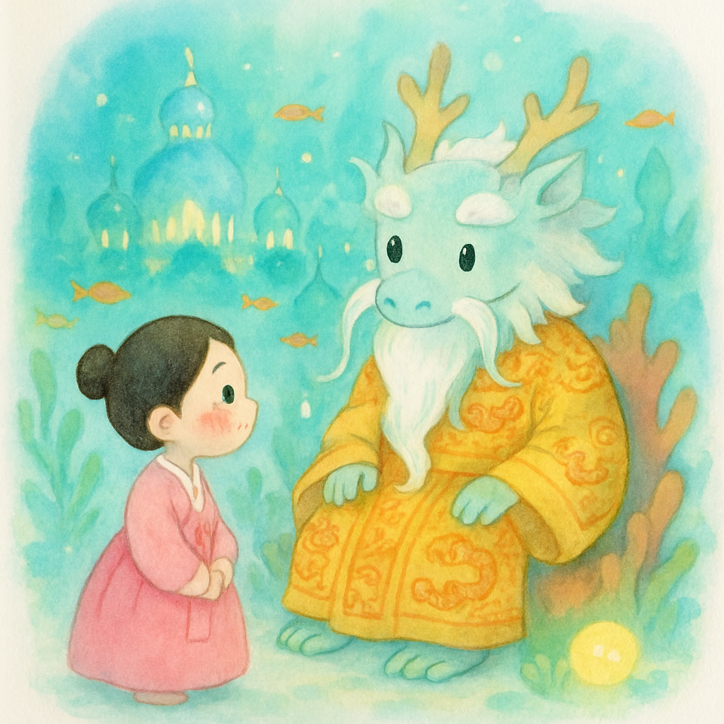 용궁에서 용왕님을 만나는 장면