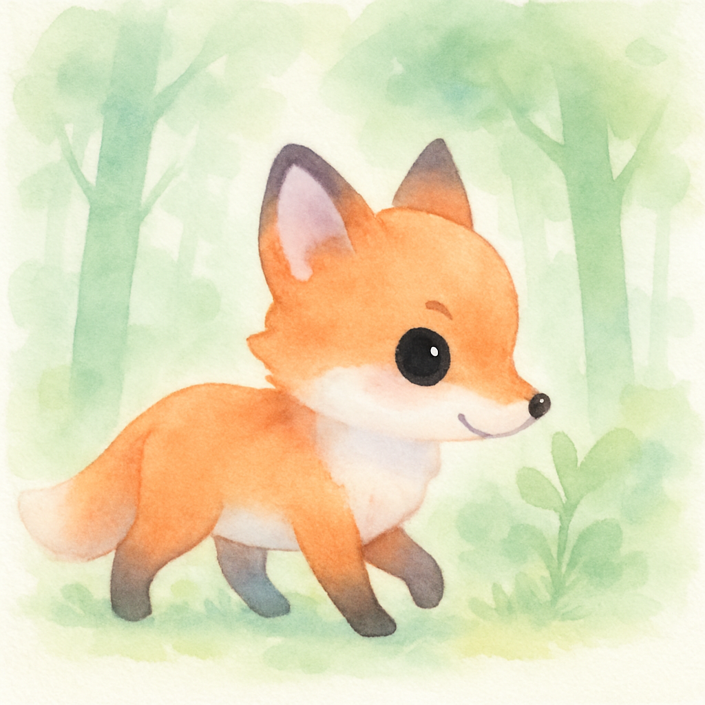 배고픈 여우가 숲속을 걷다가 달콤한 냄새를 맡는 장면