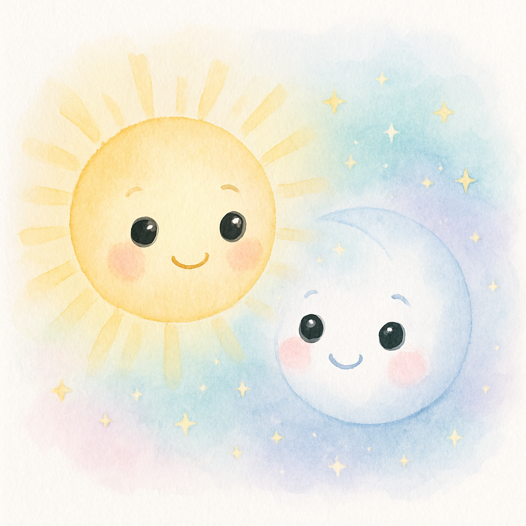 오빠는 해가 되고 동생은 달이 되어 하늘에서 빛나는 장면